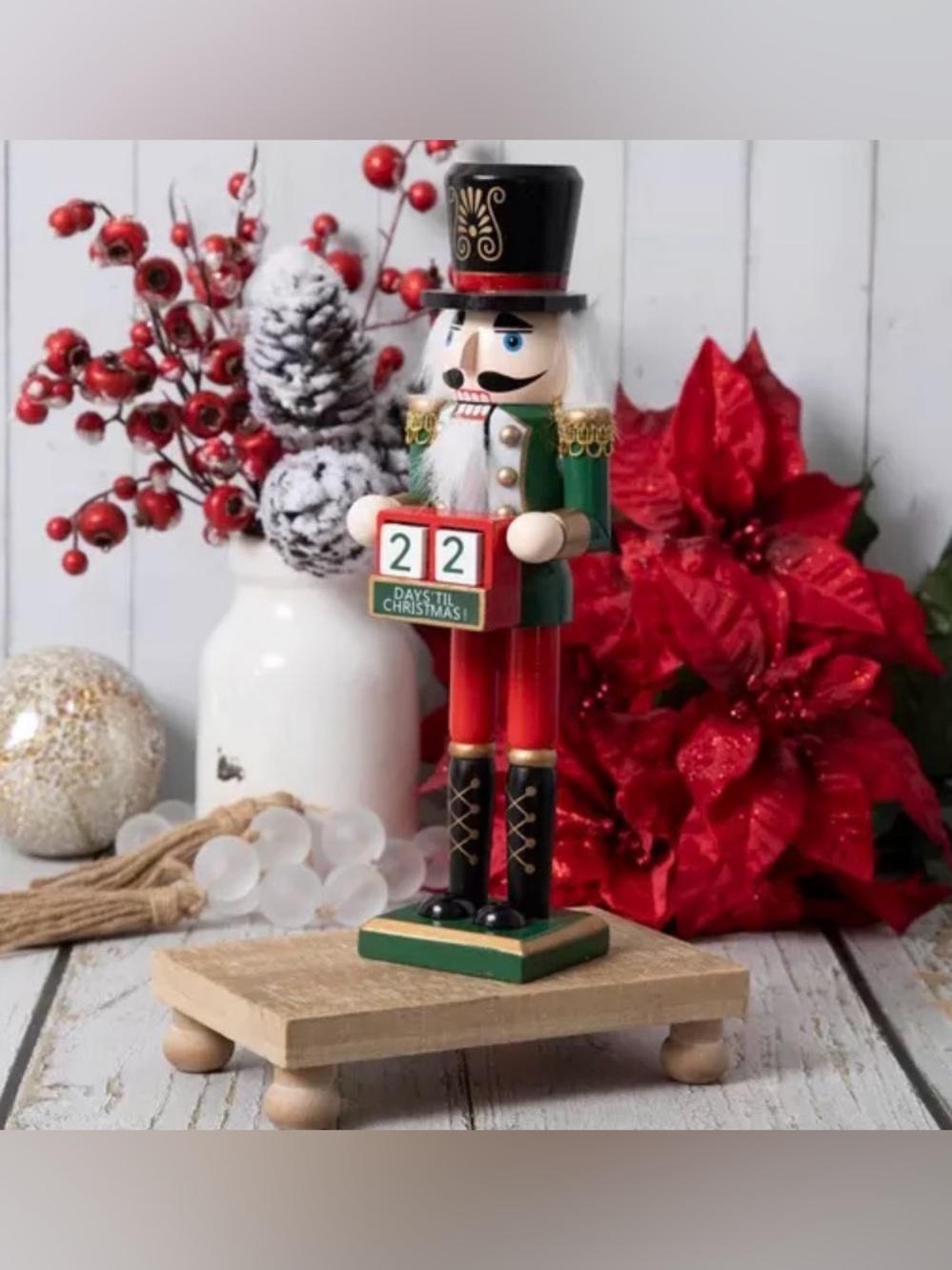Green Nutcracker Wood Countdown Calendar Classic Red & Green Nutcracker Countdow